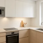 Cozinha planejada pequena e moderna com ilha compacta, dicas de cozinha planejada em destaque.